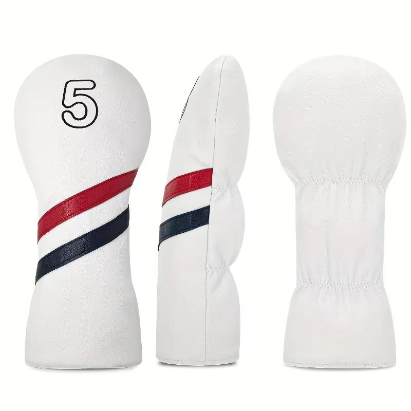 Red & Black  Stripe Golf Club Head Cover - White/Red Color Universal Fit for 1W 3W 5W UT Wood Clubs