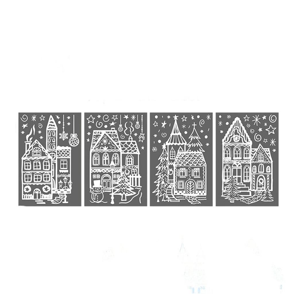 Christmas Village Stickers, DIY Christmas Window Stickers, Used For Mirrors And Glass, Reusable Large Festival Window Stickers