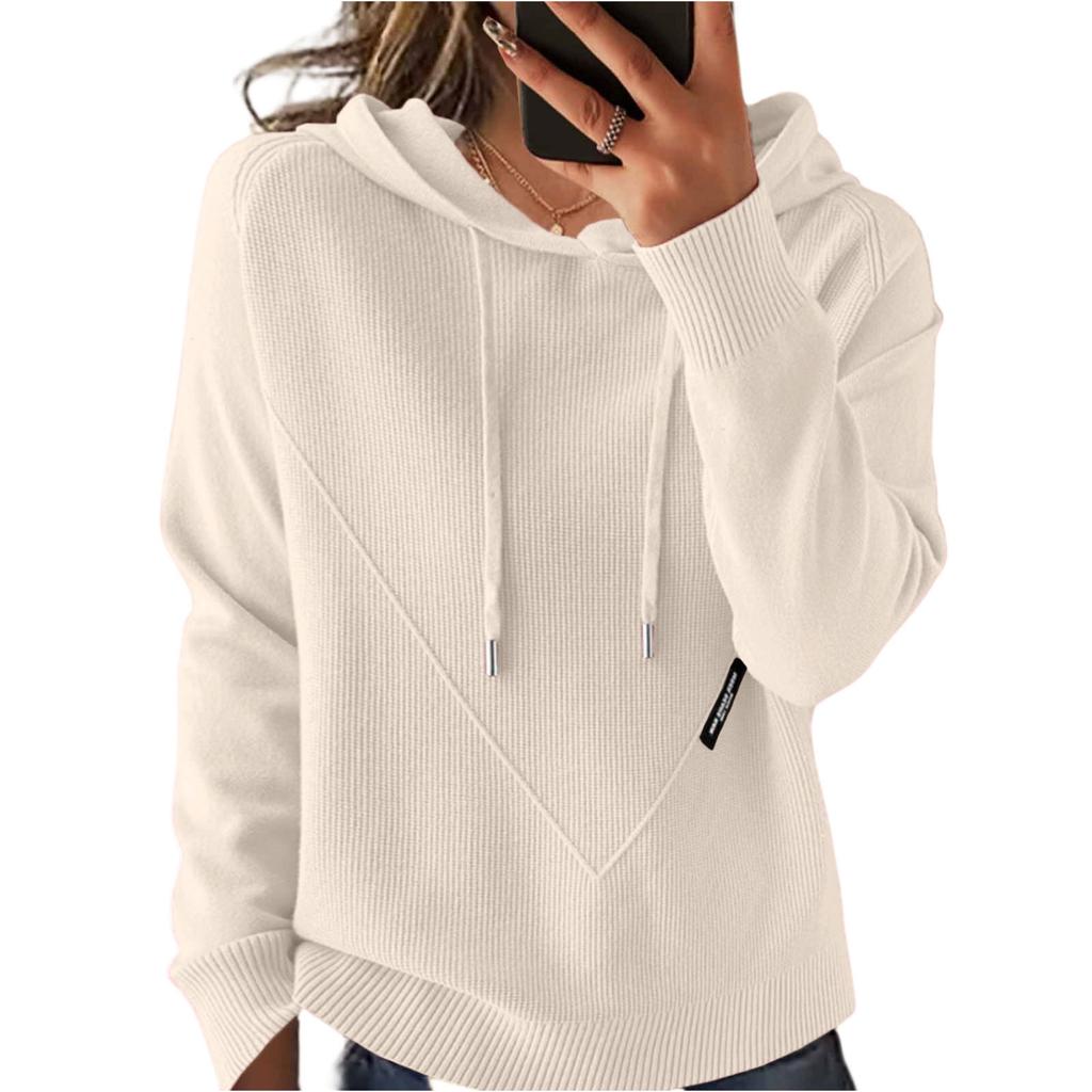 Fashionable Women's Knitted Sweater Lazy Style Loose Slim Hoodie Sweater