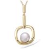 [P1184] - Позолоченный кулон «Перла» цвета слоновой кости, золото - 30x15 мм