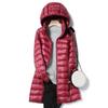 Women Fall Winter Stand Collar Hooded Solid Color Zipper Long White Duck Down Jacket S-7XL