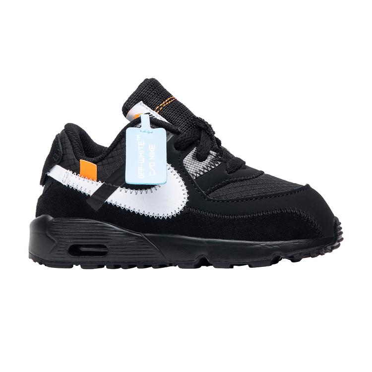 Детские кроссовки Nike Air Max 90 Off-White Черный (ТД) Черный/Белый-Конус-Черный