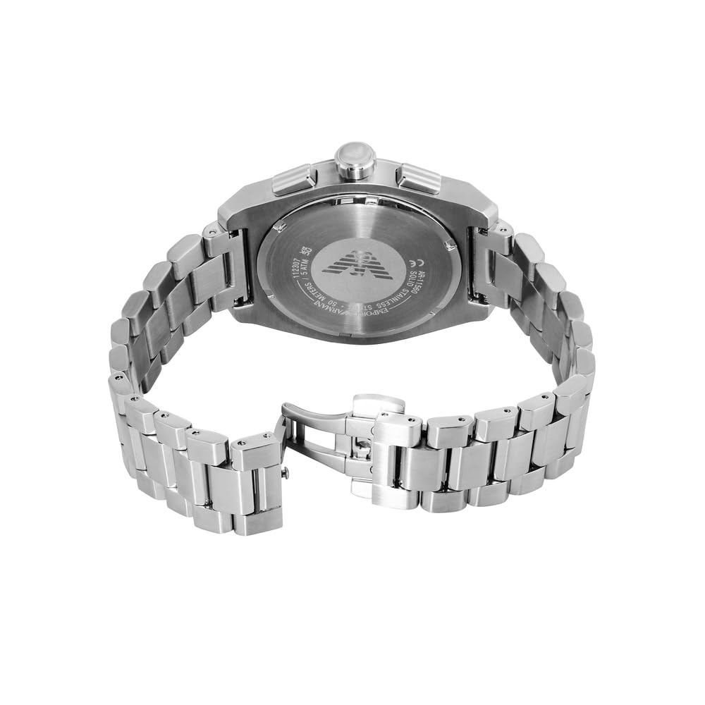 Мужские часы Emporio Armani с хронографом, корпус из нержавеющей стали, 43 мм, серебристые, современный дизайн