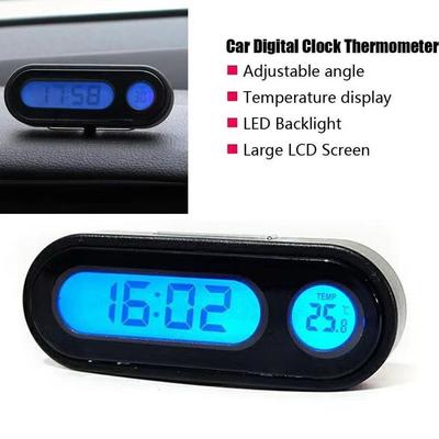 Мини электронные автомобильные часы, часы на автоприборной панели, цифровые часы, автомобильный светящийся термометр, подсветка ЖК-дисплея, аксессуары R7P3