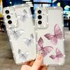 Butterfly Pattern Clear Phone Case For Samsung S25 Ultra S24 FE S23 S22 A56 A36 A16 A15 A55 A35 Diamond Frame Shockproof Soft Silicone Cover