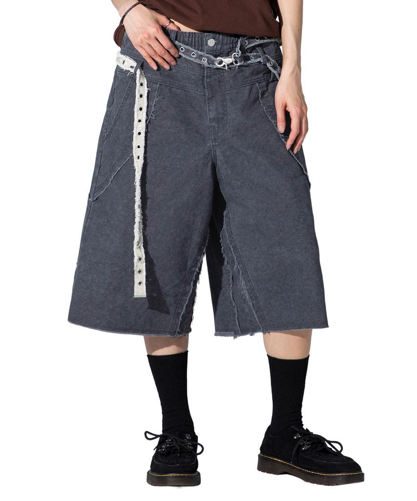 XTONZ Xp332 Twine Chain Bermuda Cotton Pants (Charcoal)
