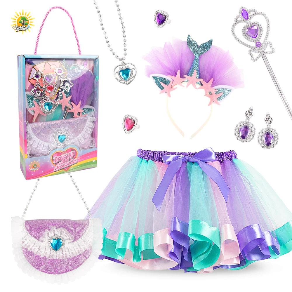Cross-border Rainbow Sequin Tutu Dress Set with Wings & Fairy Wand for Girls' Playhouse and Performances