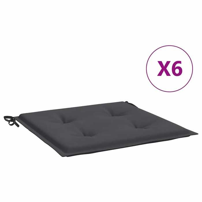 VidaXL Garden Chair Cushions 6 Pcs Anthracite 50x50x3 Cm 314039