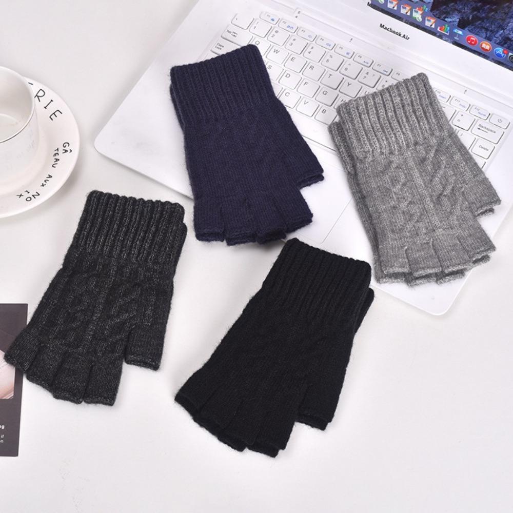 Thick Fingerless Glove Solid Color Mittens High Quality Half Finger Gloves Winter Outdoor