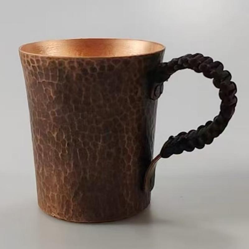 Винтажная медная кофейная кружка, кружка Moscow Mule, стакан с молотковой текстурой, плетёной ручкой, 450 мл, пивная кружка, чайная чашка, посуда