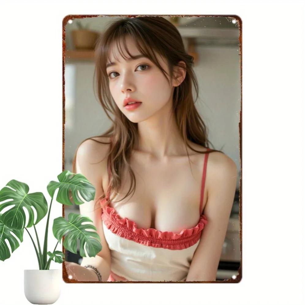 Металлический настенный декор Аниме Девушка Ретро Домашний Декор для Комнаты Гаража Кафе Праздничный Подарок