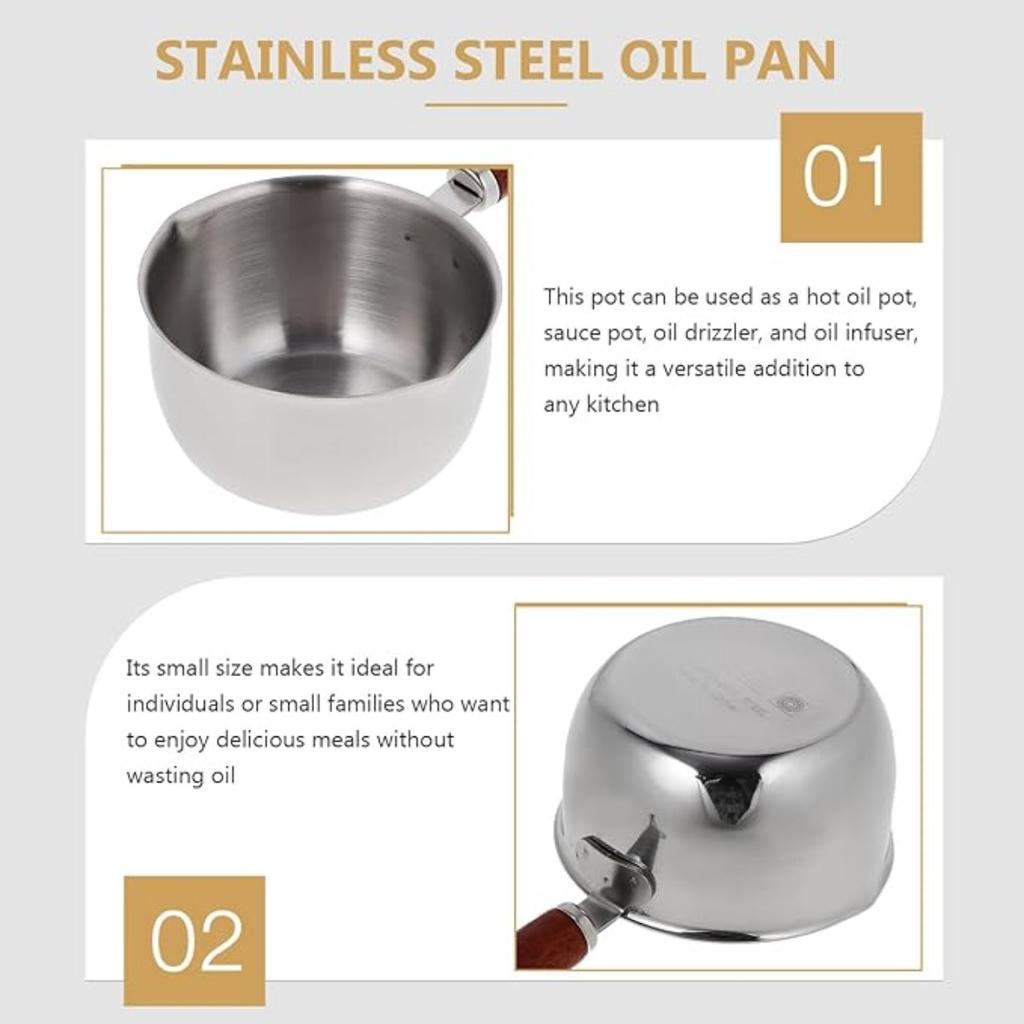 Butter Melting Pot Stainless Steel Saucepan with Spout Butter Warmer Pan Stock Pot Milk Cheese Pot Pouring Oil Pans for Soup Coffee Chocolate Sauce