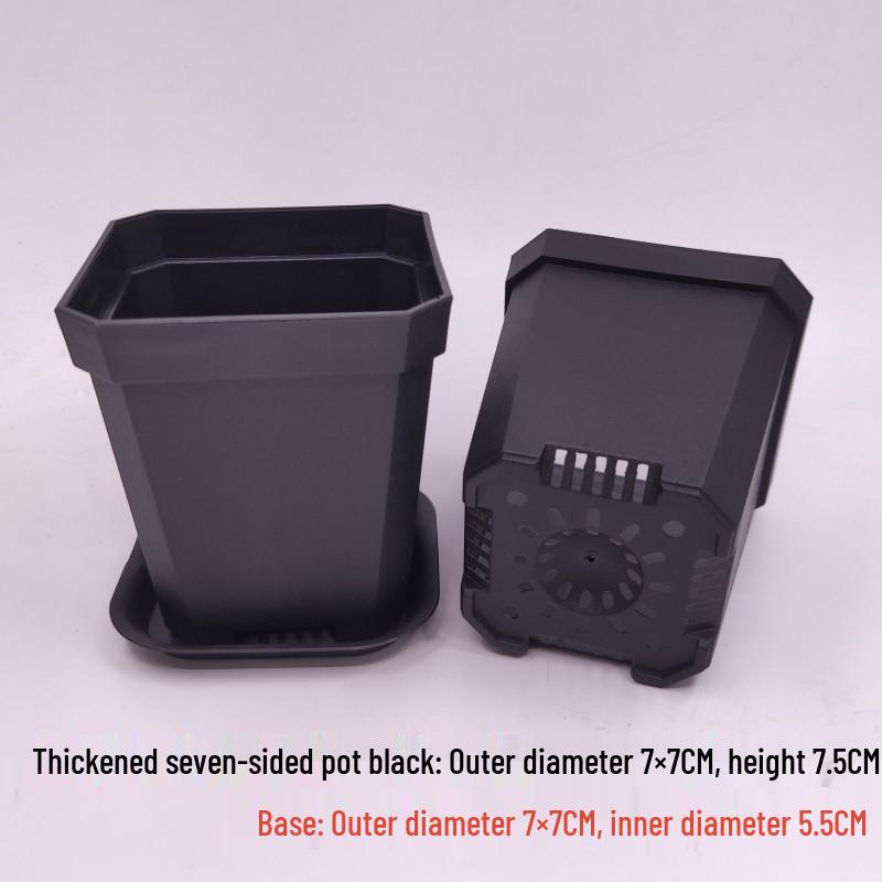 Popular Octagonal Breathable Small White Square Succulent Pot - Plastic Black Square Seedling and Leaf Pot