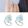 Регулируемое кольцо с аквамариновой бабочкой и крупными драгоценными камнями, украшение на палец из натурального камня, аксессуар для элегантных женщин