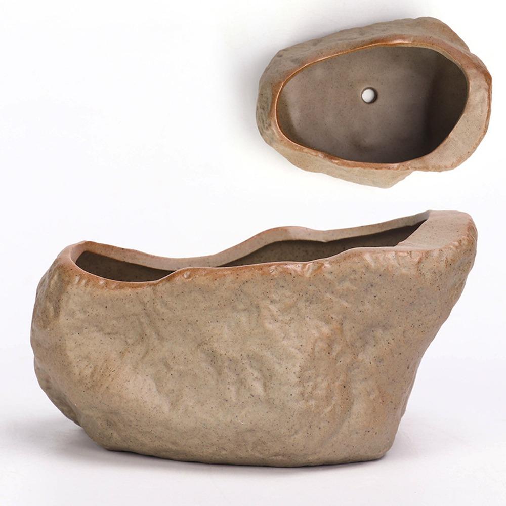 Stone Shape Succulent Plant Pots Wear Resistant Bonsai Potted Flowerpot  Home Decoration