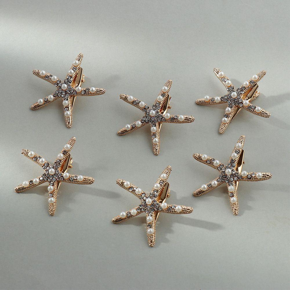 Fashion Bridal Headpiece Hair Jewelry Hair Clips Rhinestone Pearl Starfish Hairpin Girls Barrettes
