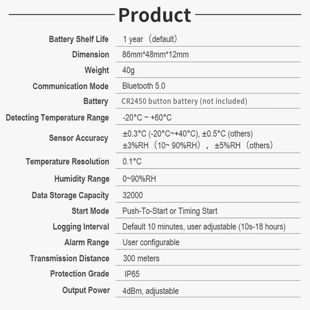 BT06 Bluetooth Логгер данных температуры и влажности Многоразовый регистратор данных RH TEMP Измеритель записи температуры и влажности с емкостью 32 000