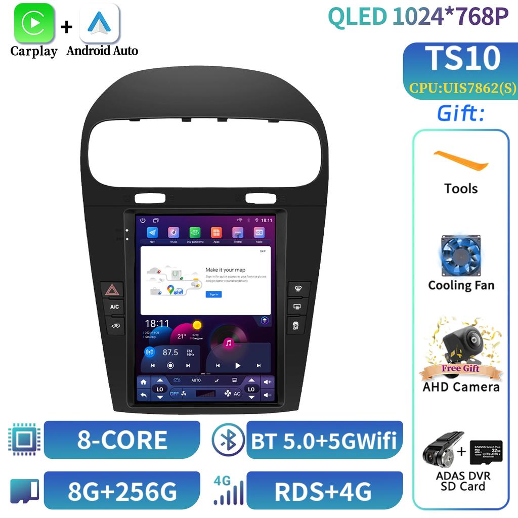 9,7-дюймовый автомобильный радиоприемник с мультимедиа Carplay Video GPS для Dodge Journey Fiat Freemont 2012-2014 Android 14 стерео навигационный плеер экран