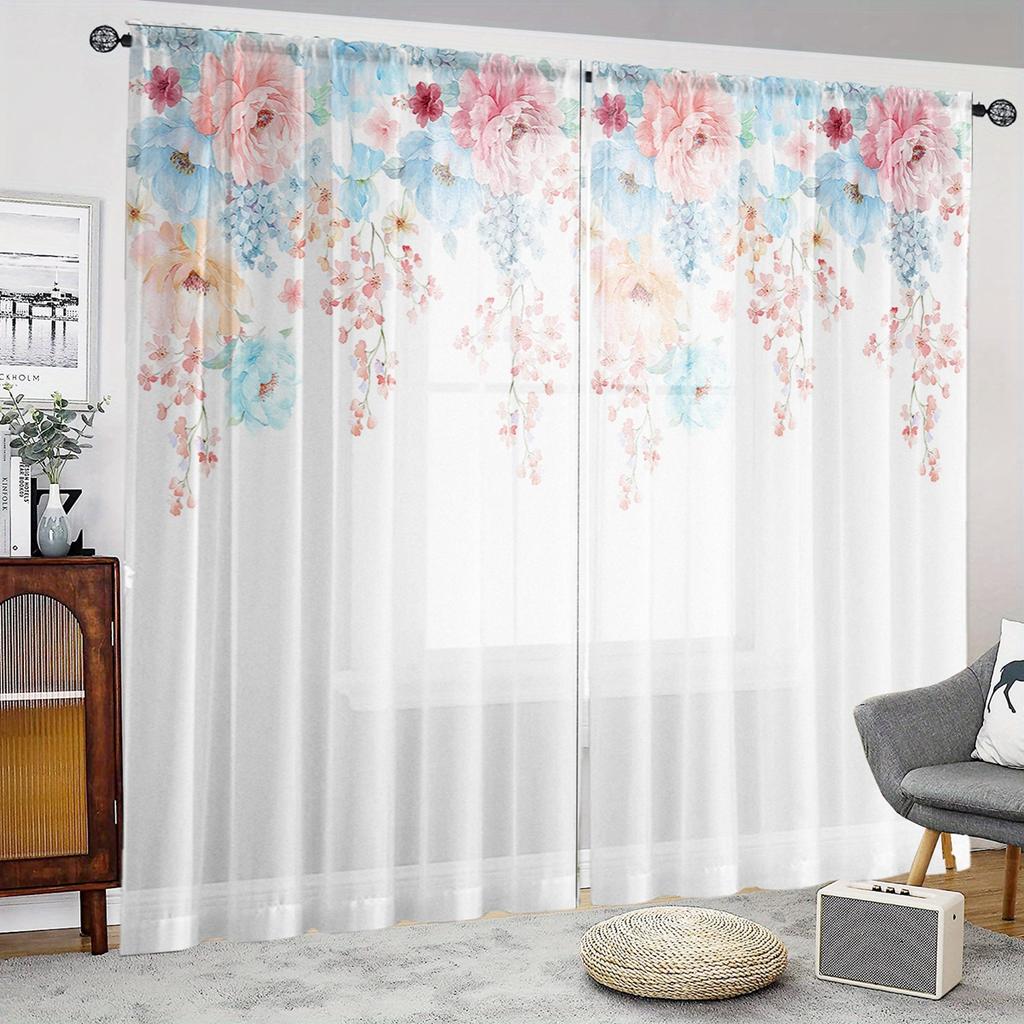 Двухсекционные шторы с принтом пионов в стиле HD, стиль домашнего декора, гостиная, спальня, эффект занавески через штангу