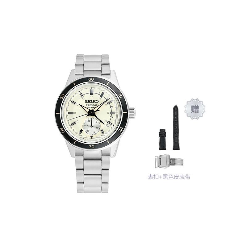 Seiko Серия Presage Базовая линия Стиль 60-х Ретро-стиль Механический механизм Стальной ремешок Мужские часы Белый циферблат SSA447J1