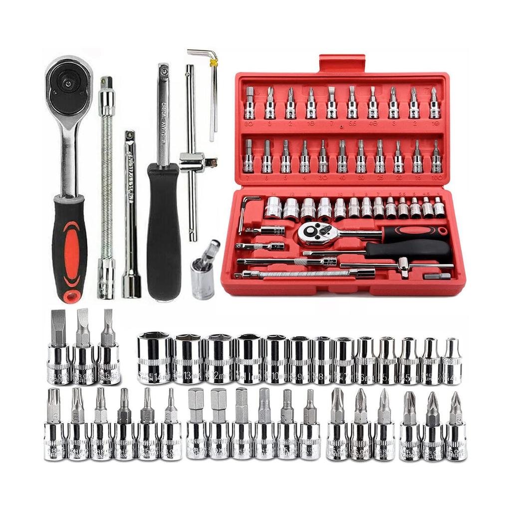 46pcs/set Professional Ratchet Tool Set Car Repair Combination Wrench portable Professional equipped torque wrench Tools