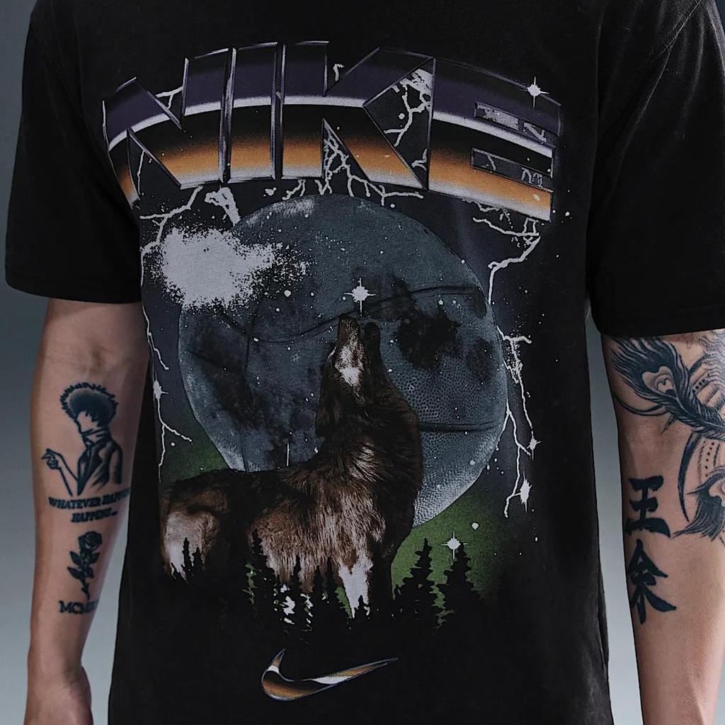 Nike Max90T Удобная модная модная универсальная футболка с коротким рукавом для мужчин, топы, черный цвет IF0458-010