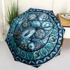 Ocean Wildlife Mandala pattern umbrella, portable and foldable design, 8 ribs, a casual accessory for Halloween, Christmas, and birthday gifts.