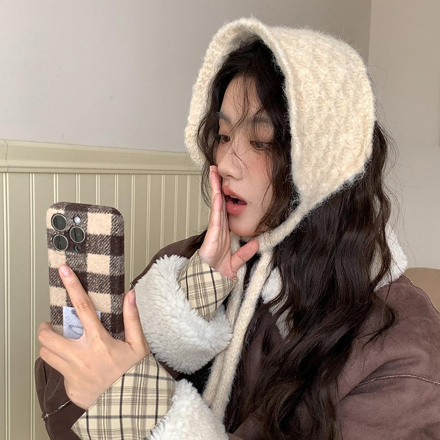 Шерстяные вязаные наушники, шерстяные наушники для женской осени и зимы, новые тепловые на шнуровке для согревания ушей