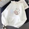 2025  Women's White Hoodies Kawaii Peach Cat Cartoon Print Femme Winter Hooded Sweatshirt Tops Casual Female Jumper