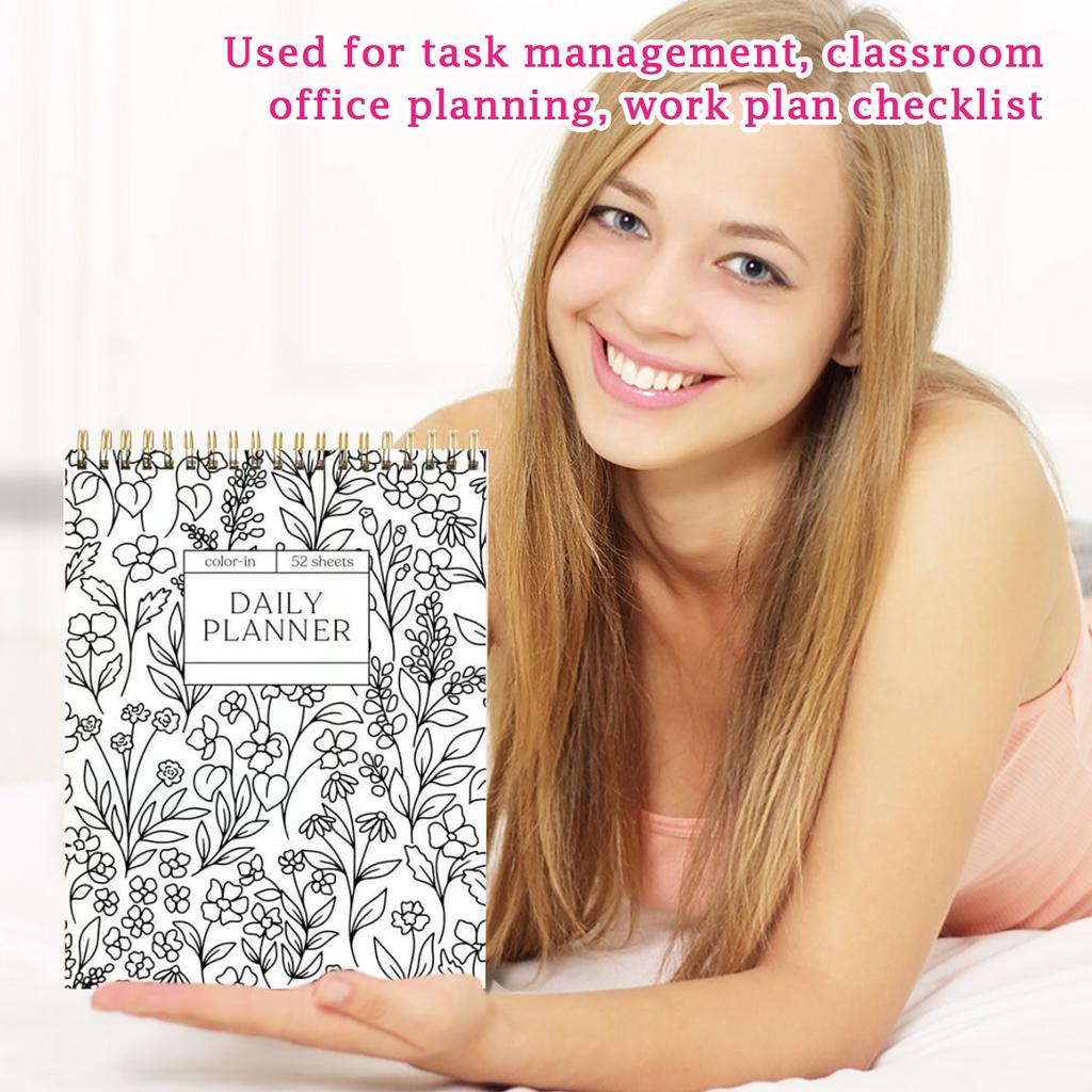 Красочные спиральные блокноты и ежедневники, красивый и красивый цветочный дизайн дневника, цветочные заметки для встреч раскраска