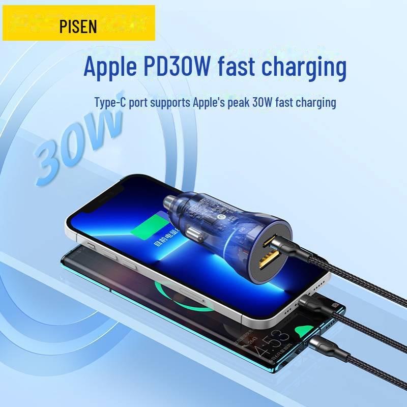 PISEN 48W Двухпортовое Быстрое Автомобильное Зарядное Устройство - A+C для Планшетов и Универсальная Совместимость.