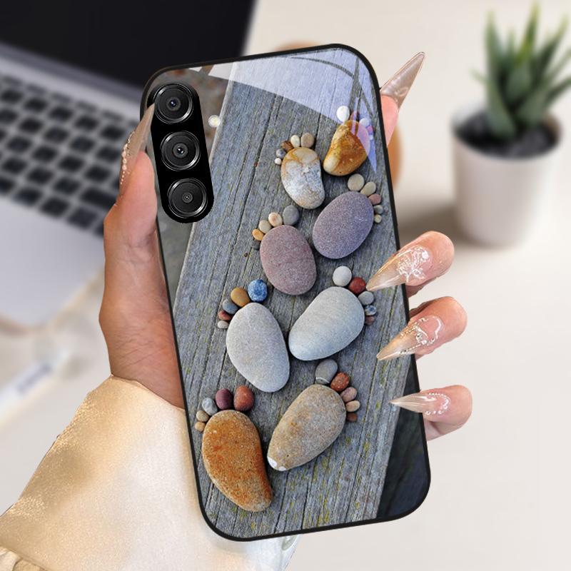 Модный Чехол Для Samsung A55 A56 Чехол A25 A26 Закаленное Стекло Чехол Для Телефона Для Galaxy A15 A35 A36 Жесткий PC Стекло Защитный Fundas