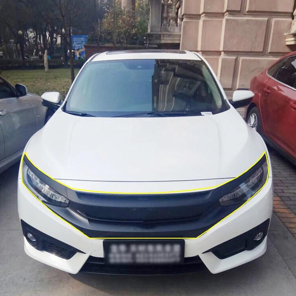 8 шт., виниловая передняя решетка из углеродного волокна, наклейка на решетку двигателя, наклейка на крышку двигателя, наклейка на автомобильную пленку для Honda Civic 10th 2016 2017 2018