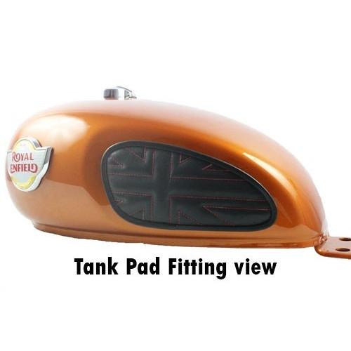 Tank Knee Pad for Royal Enfield "Interceptor 650 Union Jack, Black Red Thread"