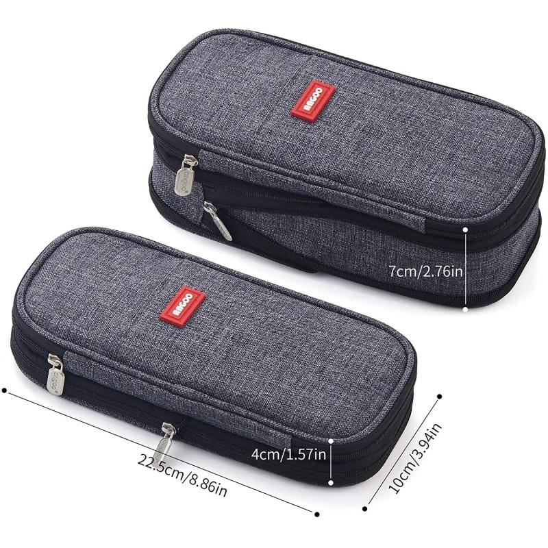 Large Two-Compartment Pencil Case Graphite Pouch For Children For School Fashionable