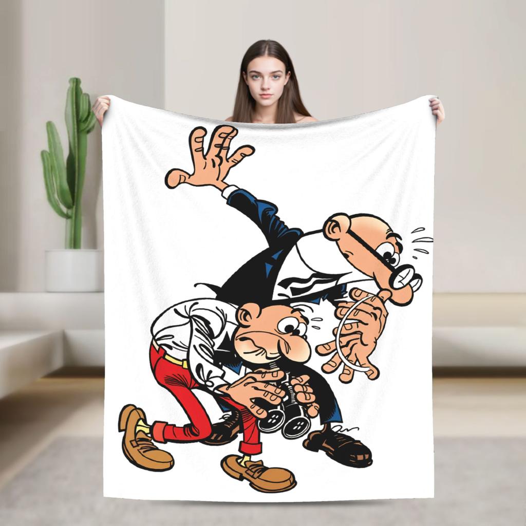 Mort & Phil Mortadelo y Filemón Blanket Warm Soft Novelty For Living Room Airplane Travel Flannel Bedspread Bed Cover