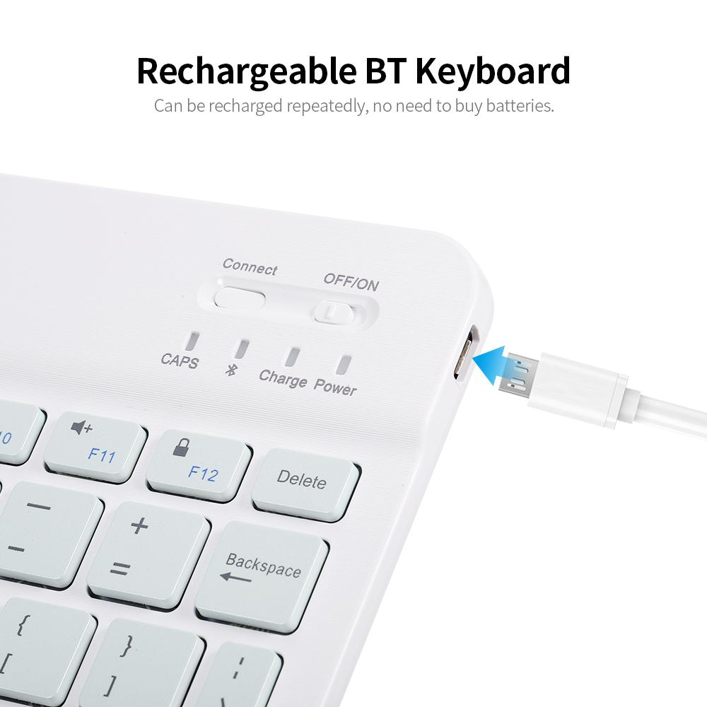 10-дюймовая беспроводная клавиатура BT Threesystem, универсальная красочная перезаряжаемая BT-клавиатура, мобильный телефон