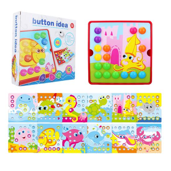 Color Matching Mosaic Pegboard Game Set Button Art Toys for Toddlers Sensory Early Learning Educational Puzzle Toy for Kids Ages 3+