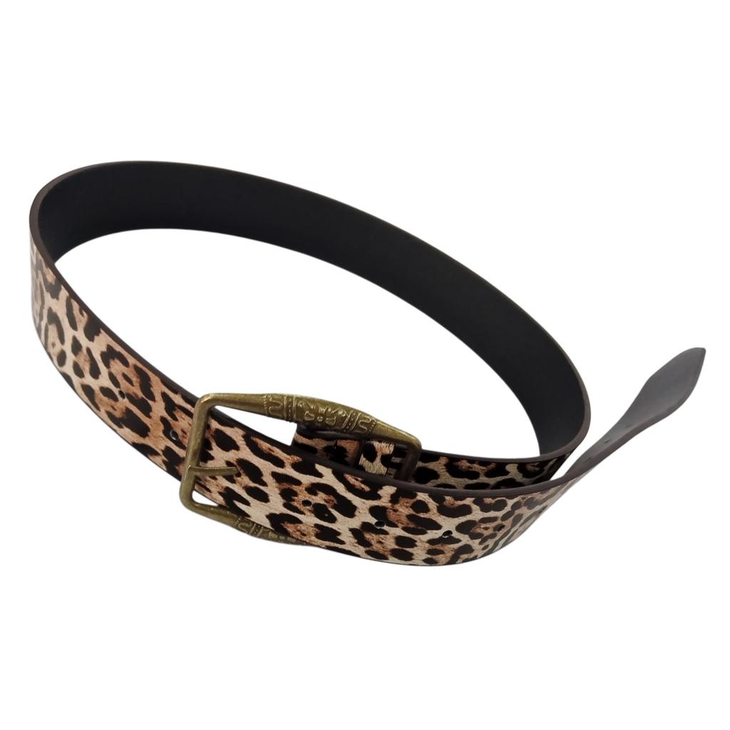 Fashion Leopard Print Belt Adjustable PU Leather Belt Trendy Unisex Waist Belt for Women and Men Accessory