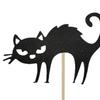 Силуэт Кошки Топпер для Торта 8 Штук Топперы для Капкейков, Хэллоуин Черный Милый Котенок Украшение для Вечеринки Пищевой Шпажка для Детского Праздника Дня Рождения Свадебное Украшение Десерт
