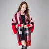 Женский клетчатый повседневный кардиган с кисточками из толстой шали для осенних и зимних нарядов свитер
