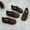 Handmade Leather Single Shoes Vintage Round Toe Flat Soft Cowhide Casual Shoes