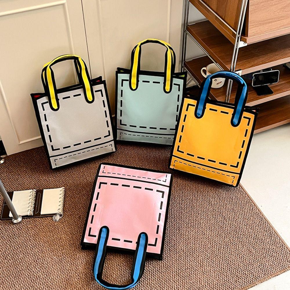Canvas 2D Anime Tote Bag Cartoon Graffiti Messenger Bag Personality Comic Shoulder Bag Students