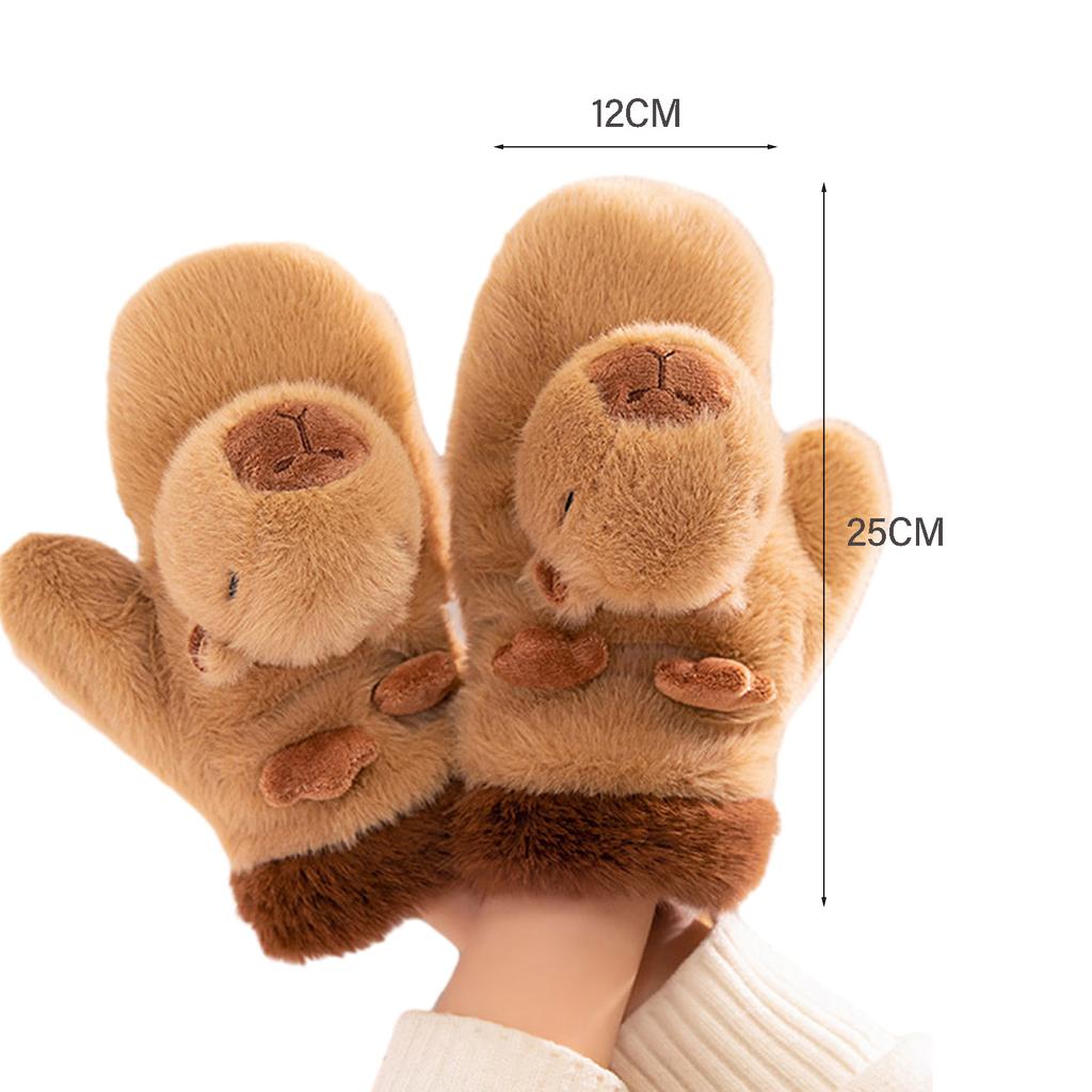 2020Women's Winter Gloves Kawaii 3D Capybara Penguin Cold Weather Warm Gloves for Driving Running Hiking