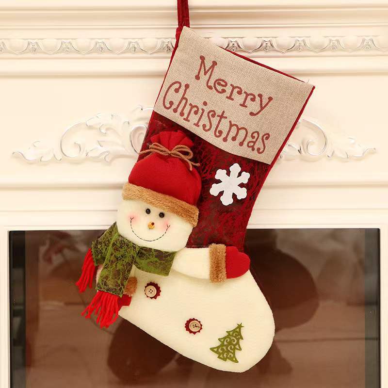 Christmas Ornaments Children Christmas Stocking Gift Bag Candy Gift Stocking Hanging Old Snowman