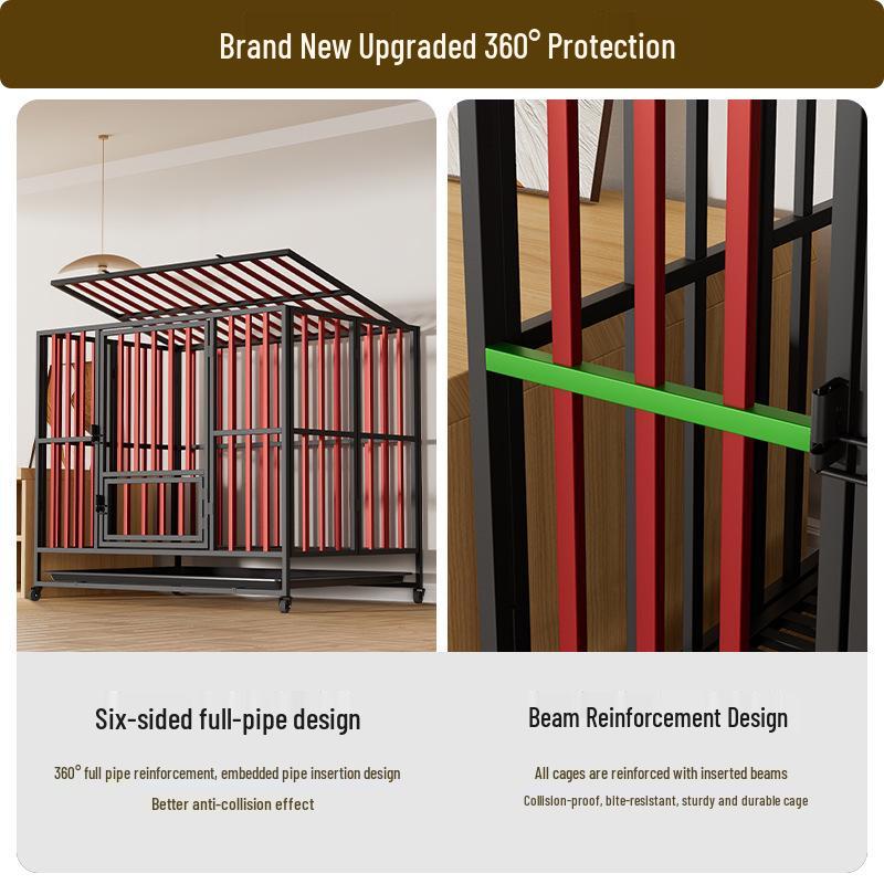Folding Indoor Pet Cage for Medium to Large Dogs, Suitable for Border Collies, Small Dogs - All Square Tube Design