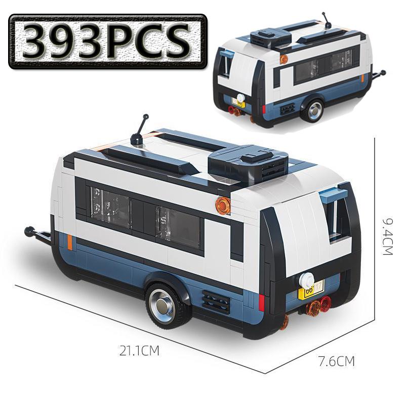 393Pcs Travel Rv Trailer Building Blocks Camping Vehicle Model Assembly Bricks Toys Ornaments Children Birthday Halloween Gifts