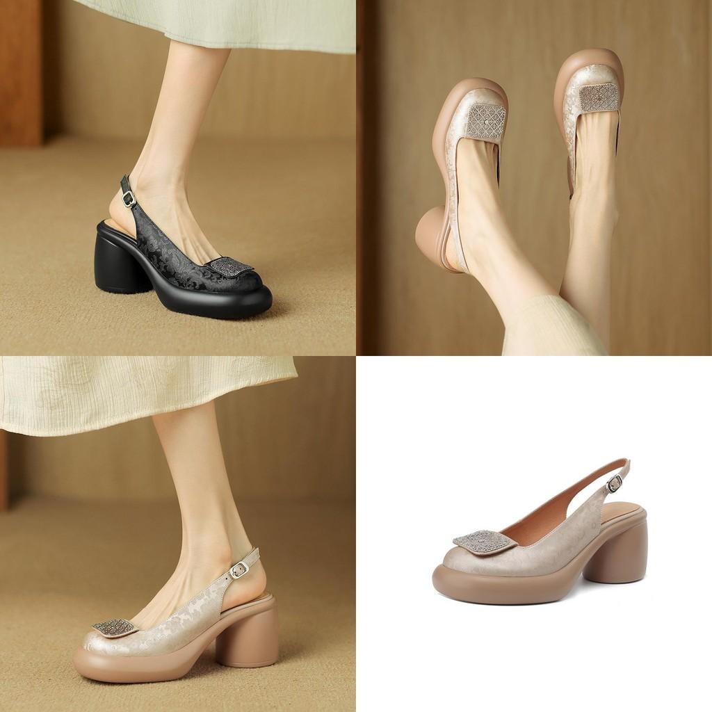 Summer Fashion Thick Heel Sandals For Women With Round Toe And Rubber Sole