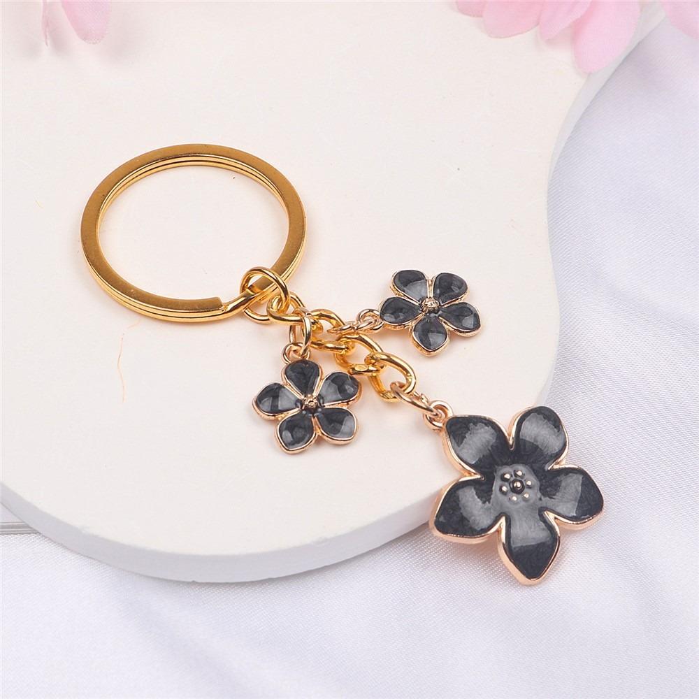 Alloy Cherry Blossom Keychain Enamel Coating Pearl Drop Keyring Lovely Flower Key Holder Daily Use
