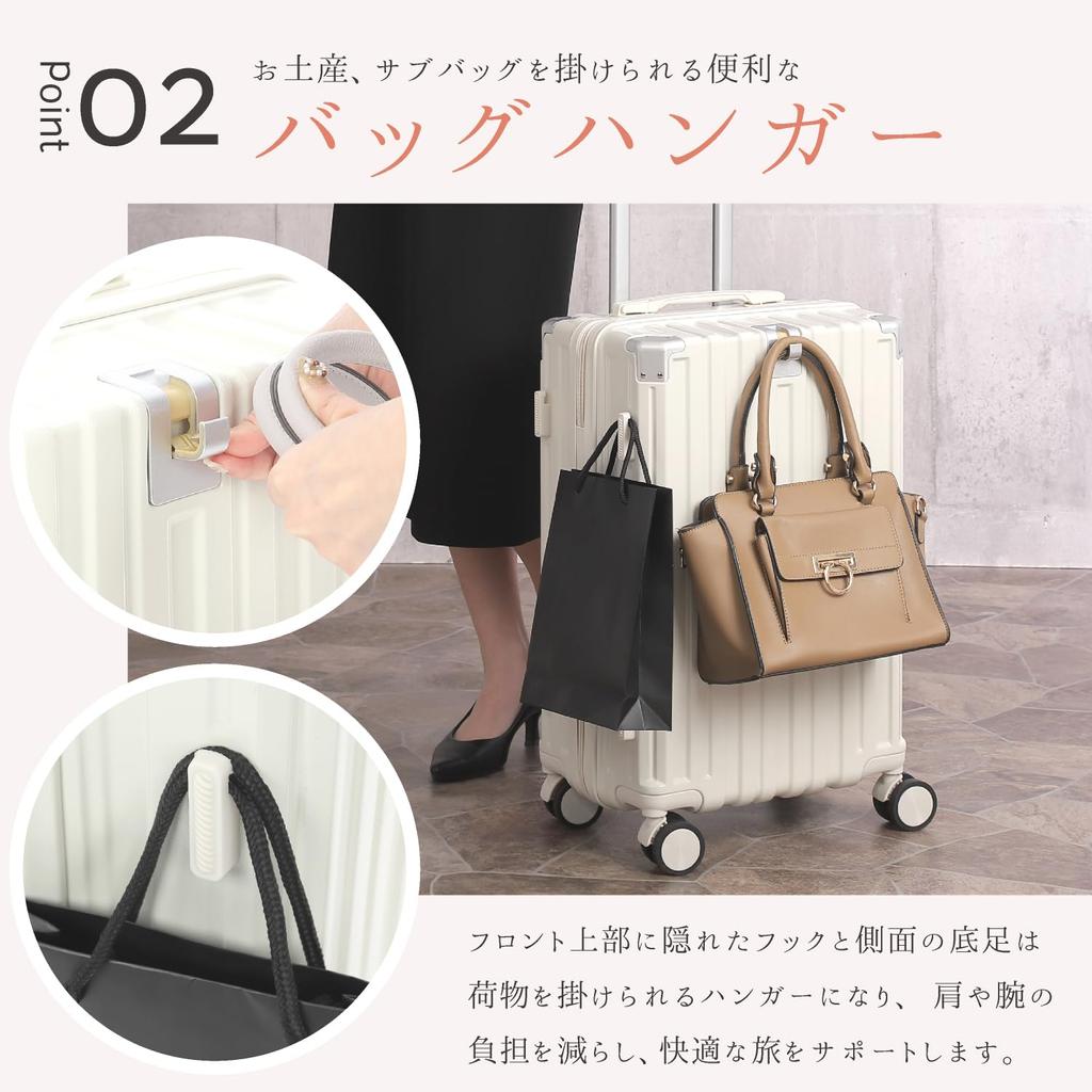 Suitcase with USB Port Supports a Comfortable Trip with Various Functions Cup Holder Hook Function Storage Capacity Lightweight Domestic Flights